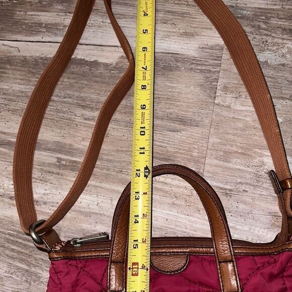 Fossil key-per red quilted crossbody tote bag EUC - Picture 6 of 16